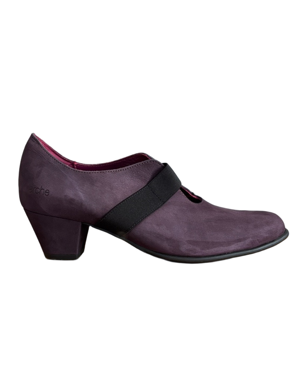 Arche Paris Plum Nubuck Mary Jane Heels Elastic Strap Minimalist Avant-Garde
